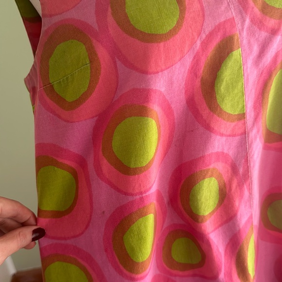 VINTAGE Marimekko Pink & Green Polkadot Dress, Size L - Picture 4 of 11